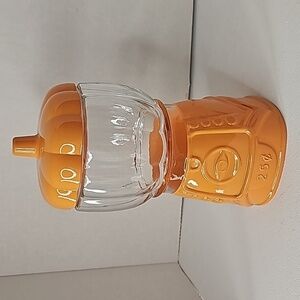 Halloween Candy Dish Orange & Clear Pumpkin Faux Gumball Machine Removable Top